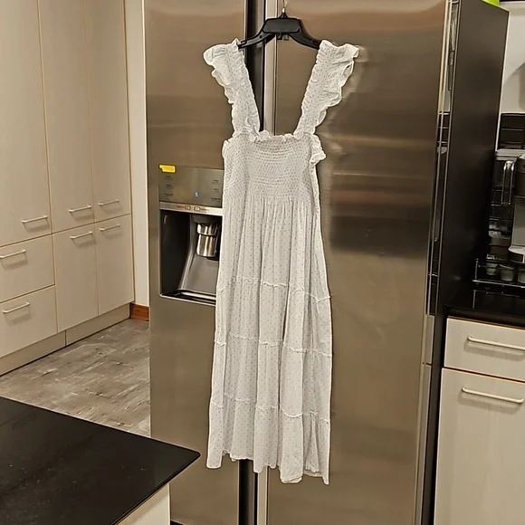 💕HILL HOUSE💕 The Ellie Nap Dress ~ White with Blue Swiss Dots Large - Picture 6 of 12